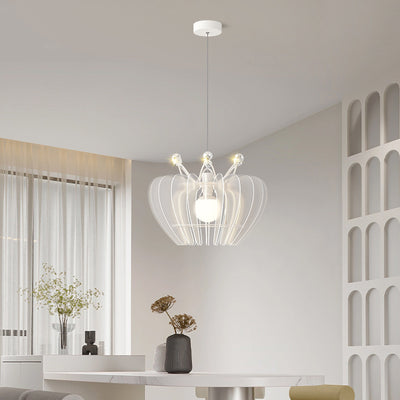 Contemporary Creative Dome Crown Acrylic Crystal Iron Lampshade LED Pendant Light For Dining Room