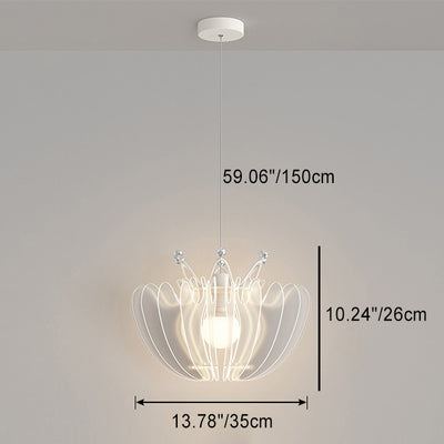 Contemporary Creative Dome Crown Acrylic Crystal Iron Lampshade LED Pendant Light For Dining Room