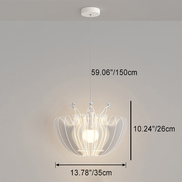 Contemporary Creative Dome Crown Acrylic Crystal Iron Lampshade LED Pendant Light For Dining Room
