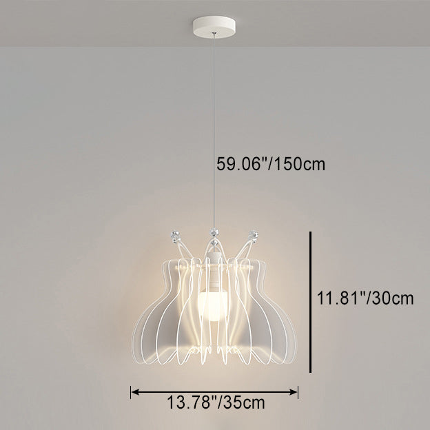 Contemporary Creative Dome Crown Acrylic Crystal Iron Lampshade LED Pendant Light For Dining Room