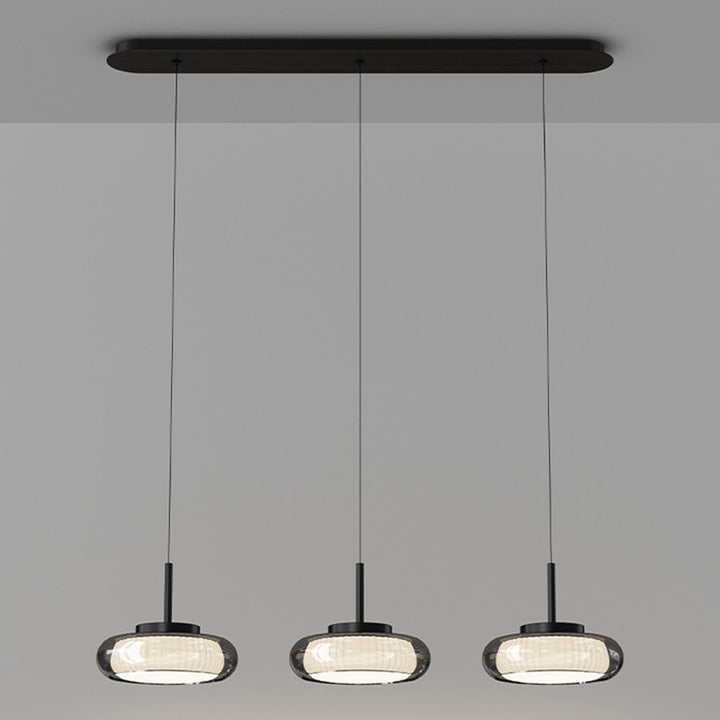 Zeitgenössische skandinavische runde Schalenform Eisen Glas Lampenschirm LED Kronleuchter für Esszimmer 