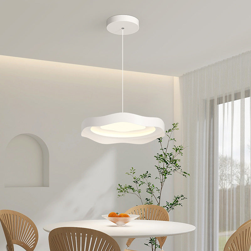Modern Minimalist Dome Wave Round Iron Aluminum Lampshade LED Pendant Light For Dining Room