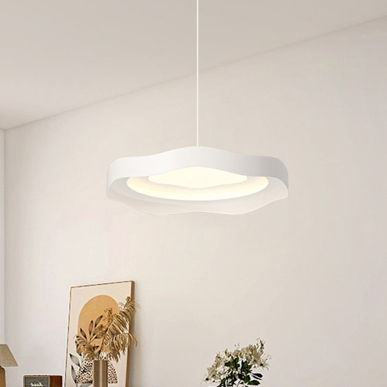 Modern Minimalist Dome Wave Round Iron Aluminum Lampshade LED Pendant Light For Dining Room