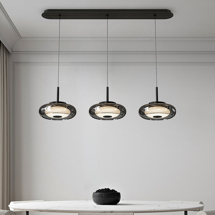 Lustre LED contemporain en forme de bol rond scandinave avec abat-jour en verre et fer pour salle à manger 