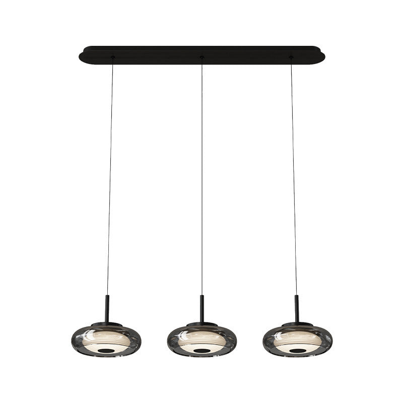 Contemporary Scandinavian Round Bowl Shape Iron Glass Lampshade LED Chandeliers For Dining Room