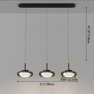 Contemporary Scandinavian Round Bowl Shape Iron Glass Lampshade LED Chandeliers For Dining Room