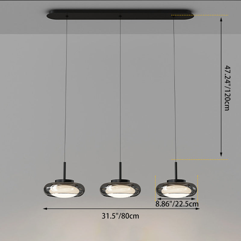 Contemporary Scandinavian Round Bowl Shape Iron Glass Lampshade LED Chandeliers For Dining Room