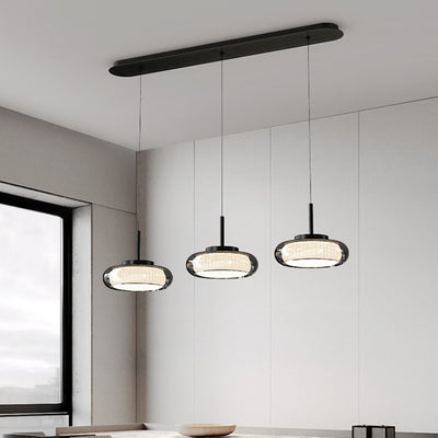 Contemporary Scandinavian Round Bowl Shape Iron Glass Lampshade LED Chandeliers For Dining Room
