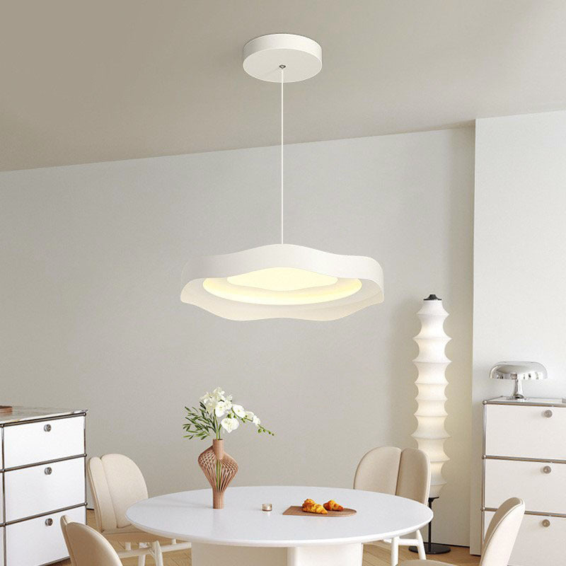 Modern Minimalist Dome Wave Round Iron Aluminum Lampshade LED Pendant Light For Dining Room