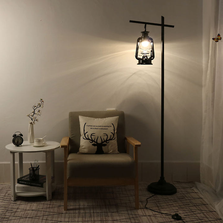 Contemporary Simplicity Kettle Shape Iron Glass Lampshade 1 - Light Standing Floor Lamp For Living Room