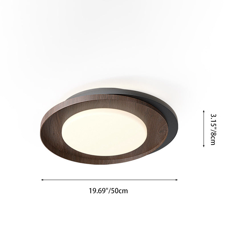Contemporary Scandinavian Stitching Round Iron Acrylic Lampshade LED Flush Mount Ceiling Light For Bedroom