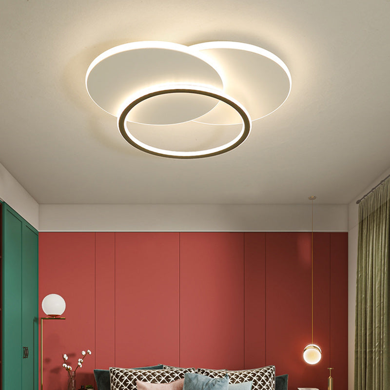 Contemporary Simplicity Stitching Round Square Hardware PMMA Lampshade LED Flush Mount Ceiling Light For Bedroom