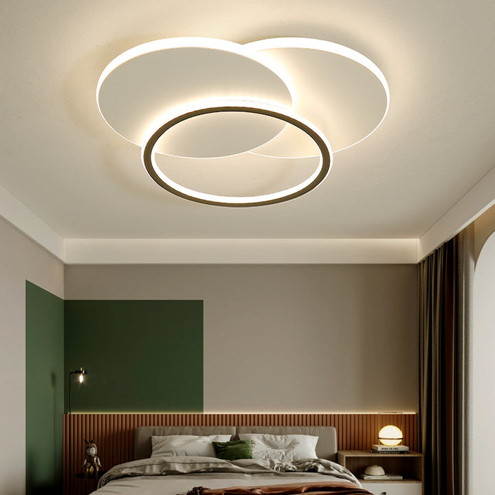 Contemporary Simplicity Stitching Round Square Hardware PMMA Lampshade LED Flush Mount Ceiling Light For Bedroom