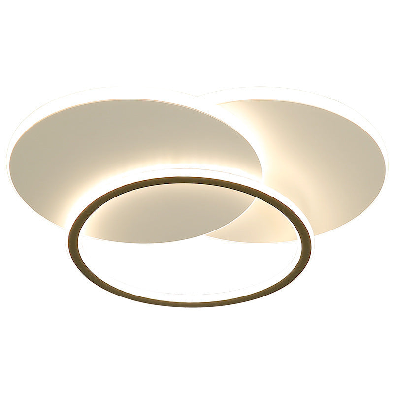 Contemporary Simplicity Stitching Round Square Hardware PMMA Lampshade LED Flush Mount Ceiling Light For Bedroom