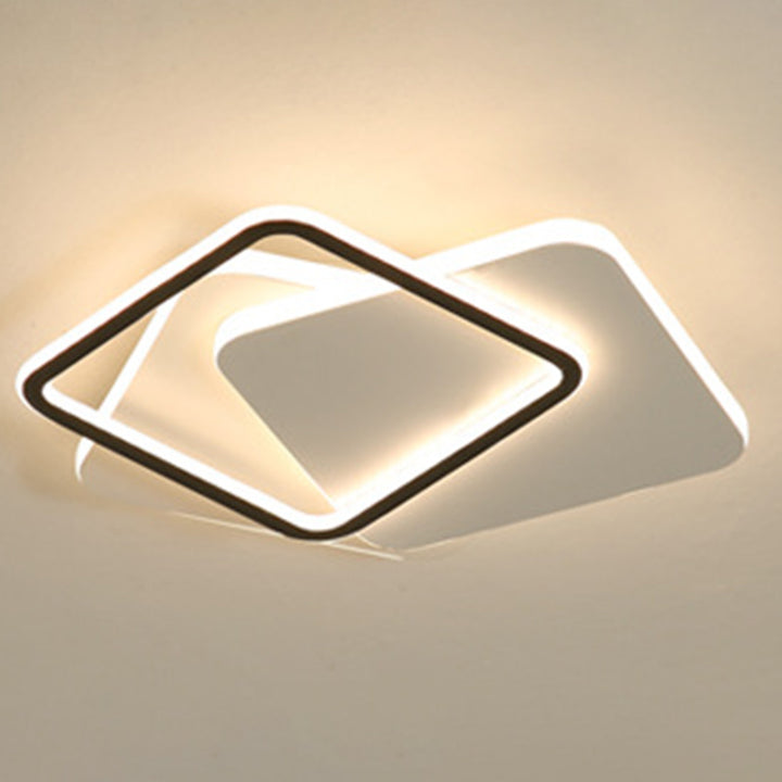 Contemporary Simplicity Stitching Round Square Hardware PMMA Lampshade LED Flush Mount Ceiling Light For Bedroom