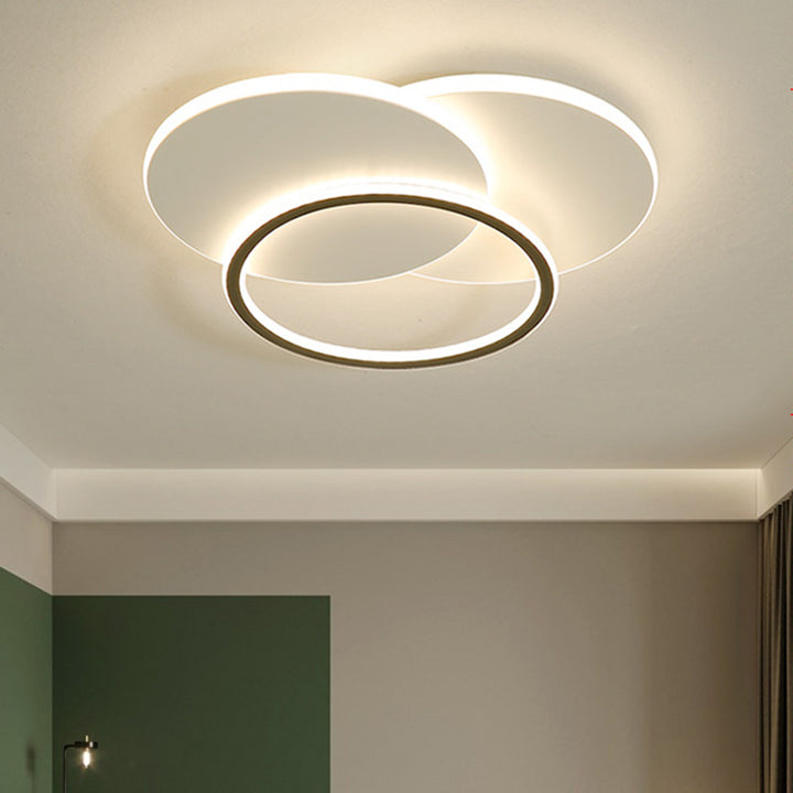 Contemporary Simplicity Stitching Round Square Hardware PMMA Lampshade LED Flush Mount Ceiling Light For Bedroom