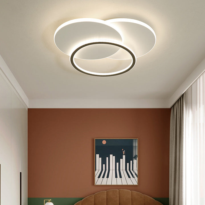 Contemporary Simplicity Stitching Round Square Hardware PMMA Lampshade LED Flush Mount Ceiling Light For Bedroom