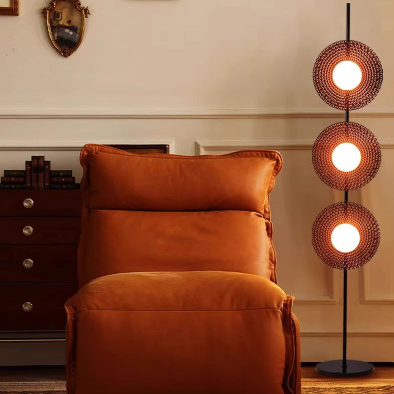 Contemporary Scandinavian Round Acrylic Iron Lampshade Marble Base LED Standing Floor Lamp For Living Room