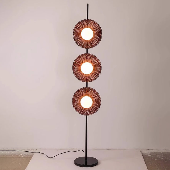 Contemporary Scandinavian Round Acrylic Iron Lampshade Marble Base LED Standing Floor Lamp For Living Room