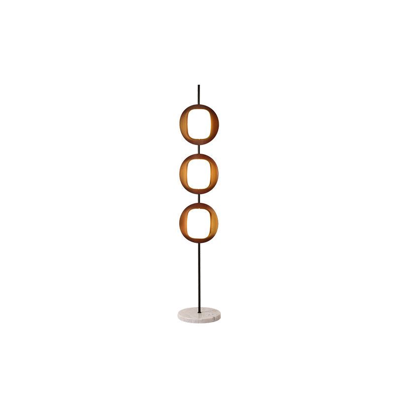 Contemporary Scandinavian Round Acrylic Iron Lampshade Marble Base LED Standing Floor Lamp For Living Room
