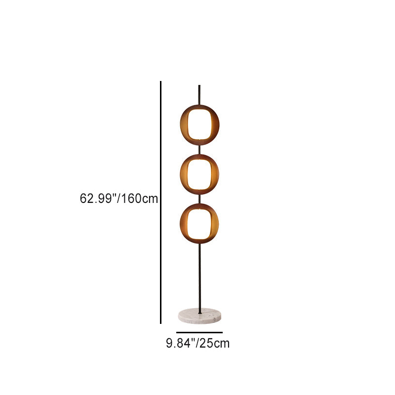 Contemporary Scandinavian Round Acrylic Iron Lampshade Marble Base LED Standing Floor Lamp For Living Room
