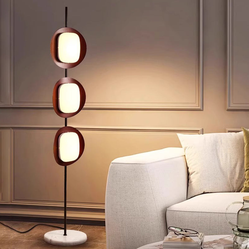 Contemporary Scandinavian Round Acrylic Iron Lampshade Marble Base LED Standing Floor Lamp For Living Room