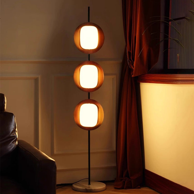 Contemporary Scandinavian Round Acrylic Iron Lampshade Marble Base LED Standing Floor Lamp For Living Room
