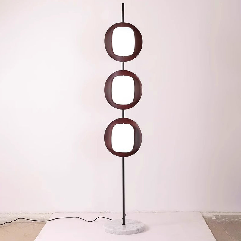 Contemporary Scandinavian Round Acrylic Iron Lampshade Marble Base LED Standing Floor Lamp For Living Room
