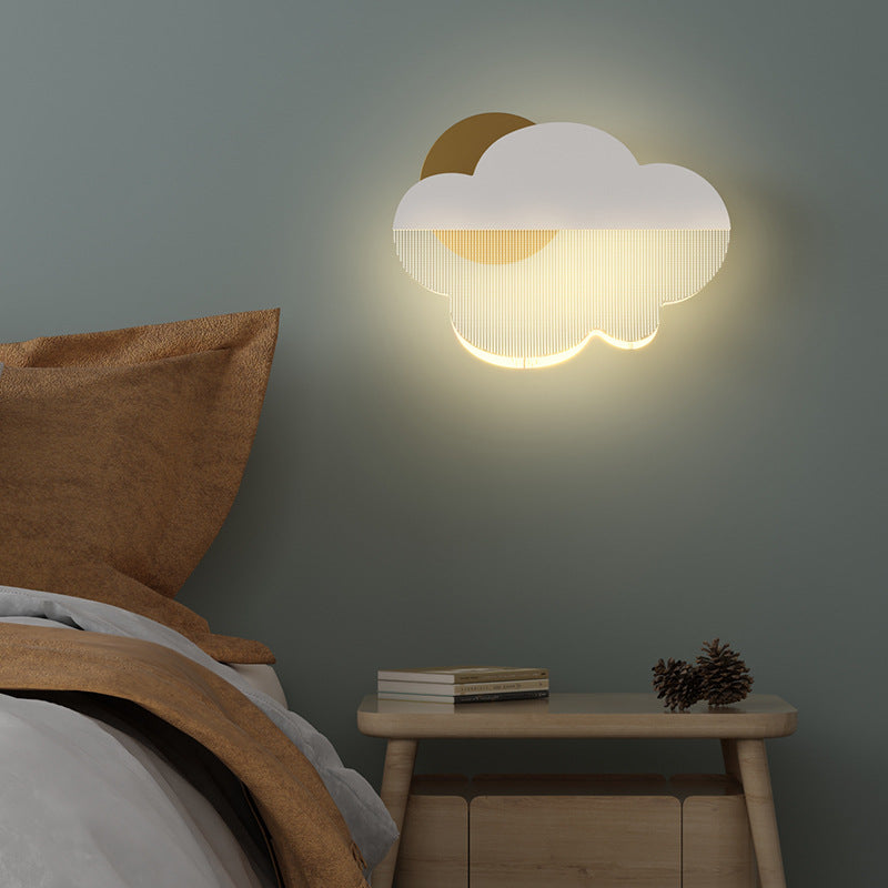 Contemporary Creative Clouds Iron Acrylic Lampshade LED Wall Sconce Lamp For Bedroom