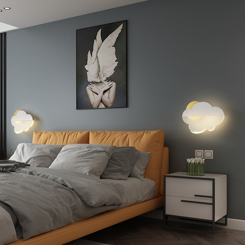 Contemporary Creative Clouds Iron Acrylic Lampshade LED Wall Sconce Lamp For Bedroom