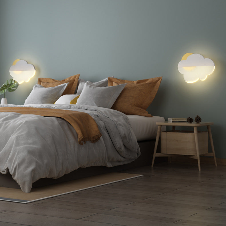 Contemporary Creative Clouds Iron Acrylic Lampshade LED Wall Sconce Lamp For Bedroom