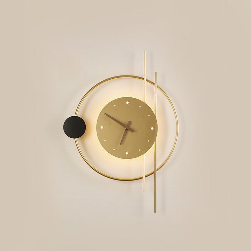 Contemporary Creative Clocks Iron Acrylic Lampshade LED Wall Sconce Lamp For Living Room