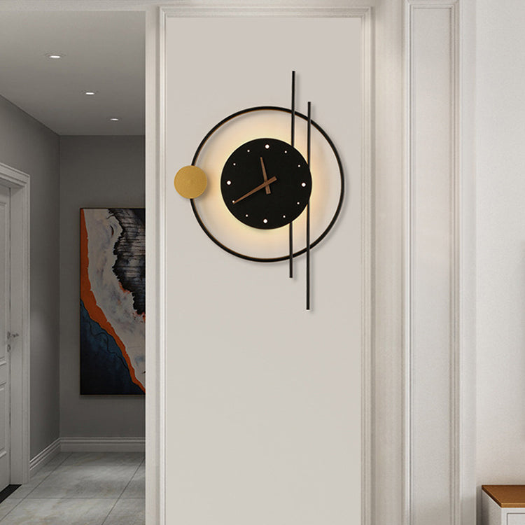 Zeitgenössische kreative Uhren Eisen Acryl Lampenschirm LED Wandleuchte für Wohnzimmer 
