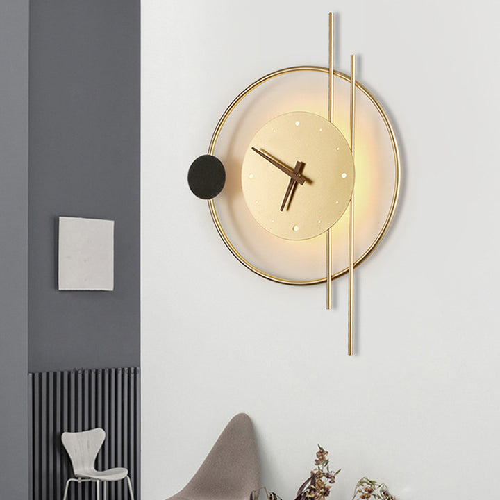 Zeitgenössische kreative Uhren Eisen Acryl Lampenschirm LED Wandleuchte für Wohnzimmer 
