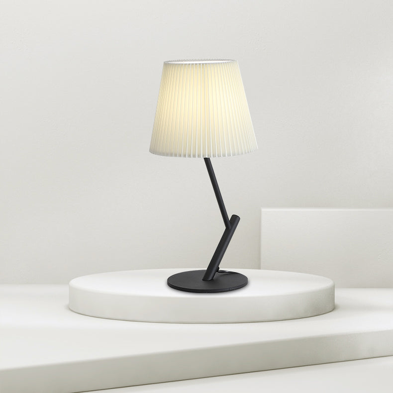 Pantalla de lámpara de tela con forma de paraguas de simplicidad moderna, hardware, lámpara de mesa de 1 luz para sala de estar 