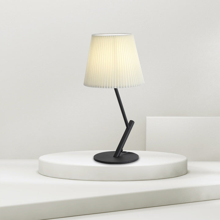 Pantalla de lámpara de tela con forma de paraguas de simplicidad moderna, hardware, lámpara de mesa de 1 luz para sala de estar 