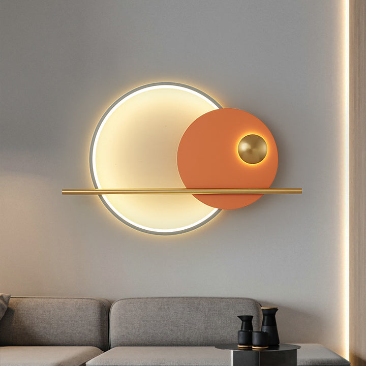 Contemporary Nordic Stitching Circle Iron Acrylic Lampshade LED Wall Sconce Lamp For Living Room