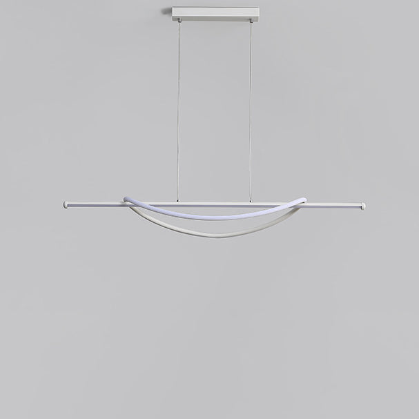 Lustre LED en aluminium et fer à silicone avec ligne de couture circulaire minimaliste moderne pour salle à manger 