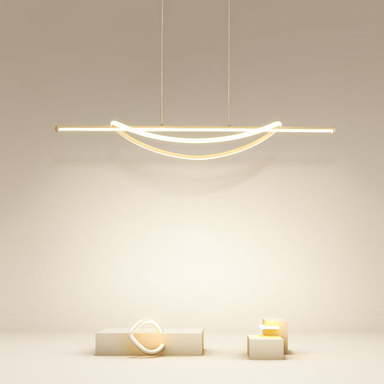 Lustre LED en aluminium et fer à silicone avec ligne de couture circulaire minimaliste moderne pour salle à manger 