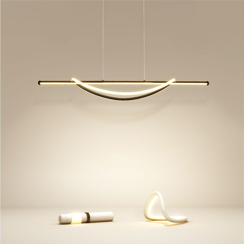 Lustre LED en aluminium et fer à silicone avec ligne de couture circulaire minimaliste moderne pour salle à manger 
