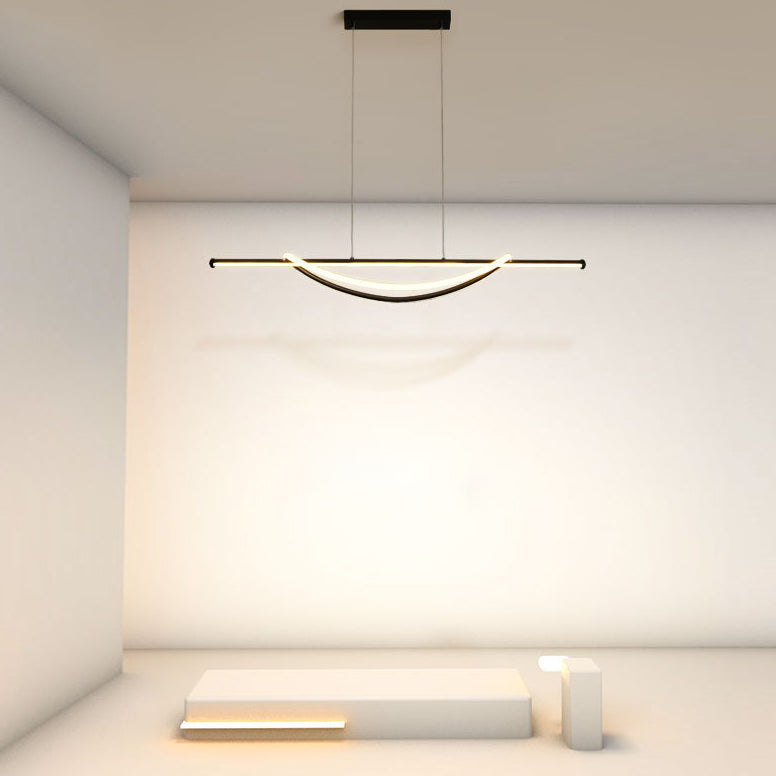 Lustre LED en aluminium et fer à silicone avec ligne de couture circulaire minimaliste moderne pour salle à manger 