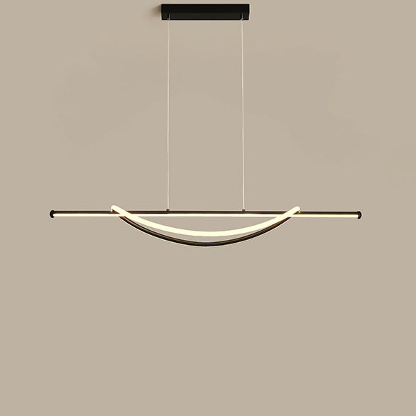Lustre LED en aluminium et fer à silicone avec ligne de couture circulaire minimaliste moderne pour salle à manger 