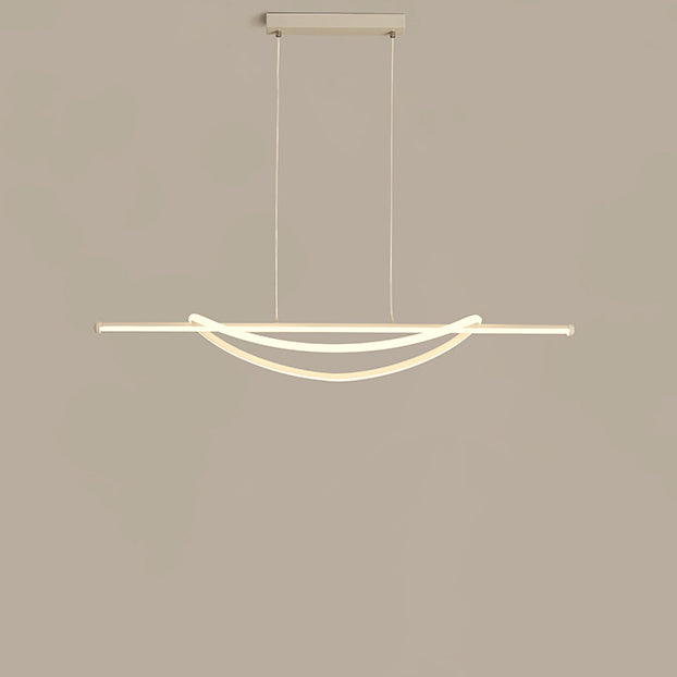 Lustre LED en aluminium et fer à silicone avec ligne de couture circulaire minimaliste moderne pour salle à manger 