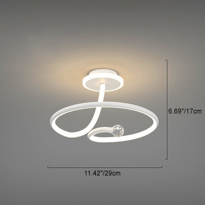 Modern Simplicity Geometric Curve Aluminum Acrylic Lampshade Iron LED Semi-Flush Mount Ceiling Light For Hallways