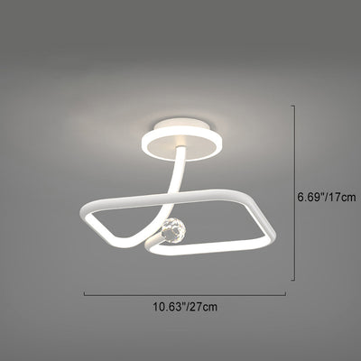 Modern Simplicity Geometric Curve Aluminum Acrylic Lampshade Iron LED Semi-Flush Mount Ceiling Light For Hallways