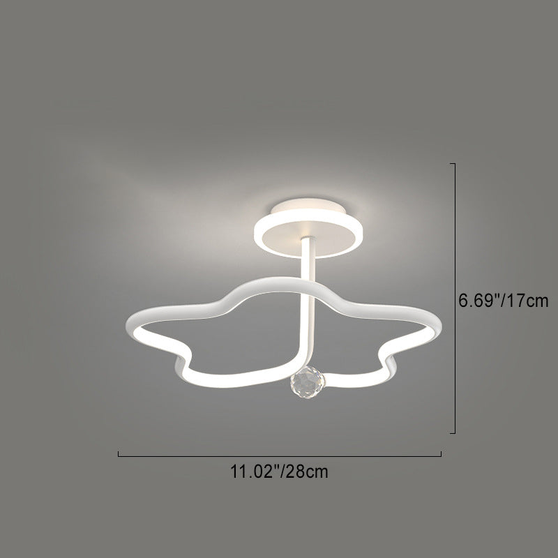 Modern Simplicity Geometric Curve Aluminum Acrylic Lampshade Iron LED Semi-Flush Mount Ceiling Light For Hallways