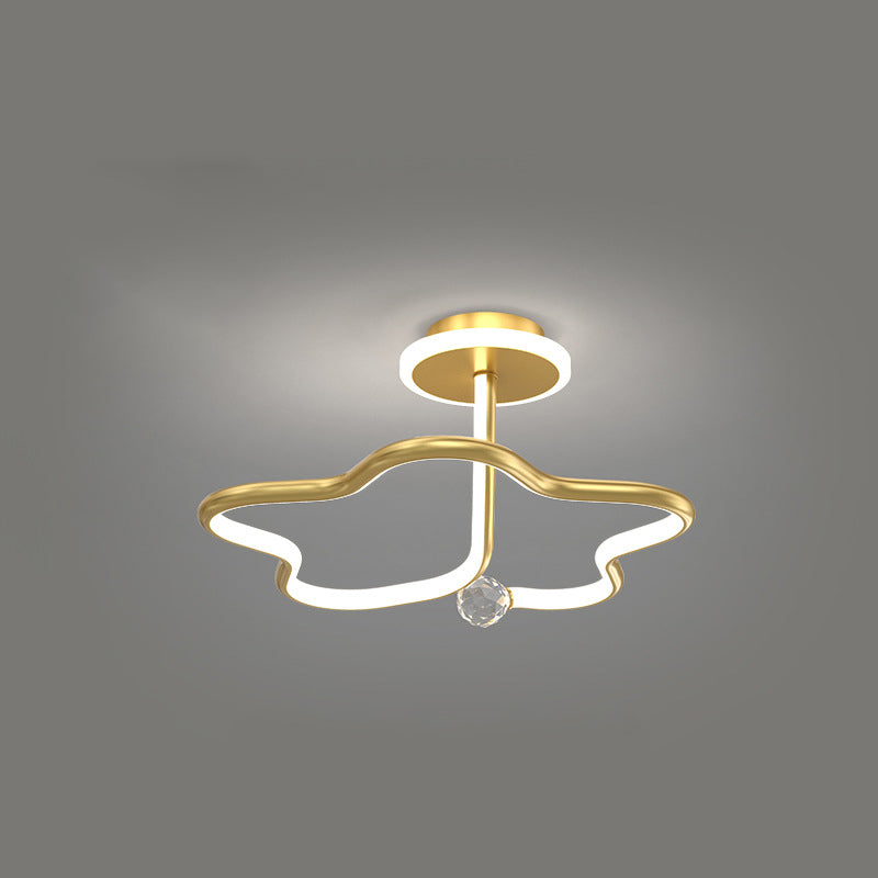Modern Simplicity Geometric Curve Aluminum Acrylic Lampshade Iron LED Semi-Flush Mount Ceiling Light For Hallways