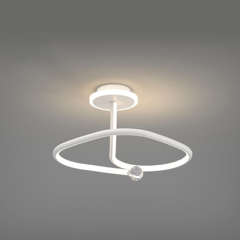 Modern Simplicity Geometric Curve Aluminum Acrylic Lampshade Iron LED Semi-Flush Mount Ceiling Light For Hallways
