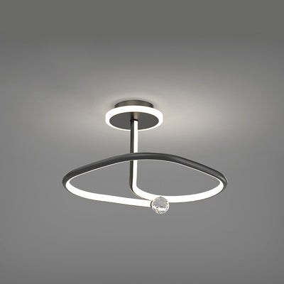 Modern Simplicity Geometric Curve Aluminum Acrylic Lampshade Iron LED Semi-Flush Mount Ceiling Light For Hallways