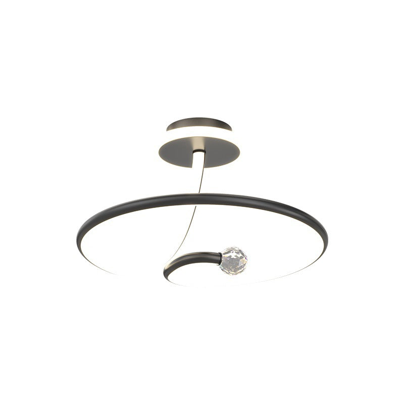 Modern Simplicity Geometric Curve Aluminum Acrylic Lampshade Iron LED Semi-Flush Mount Ceiling Light For Hallways